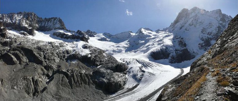 Le glacier de la Pilatte vue depuis le refuge.